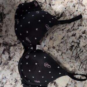 Victoria's Secret Black Heart Print Bra